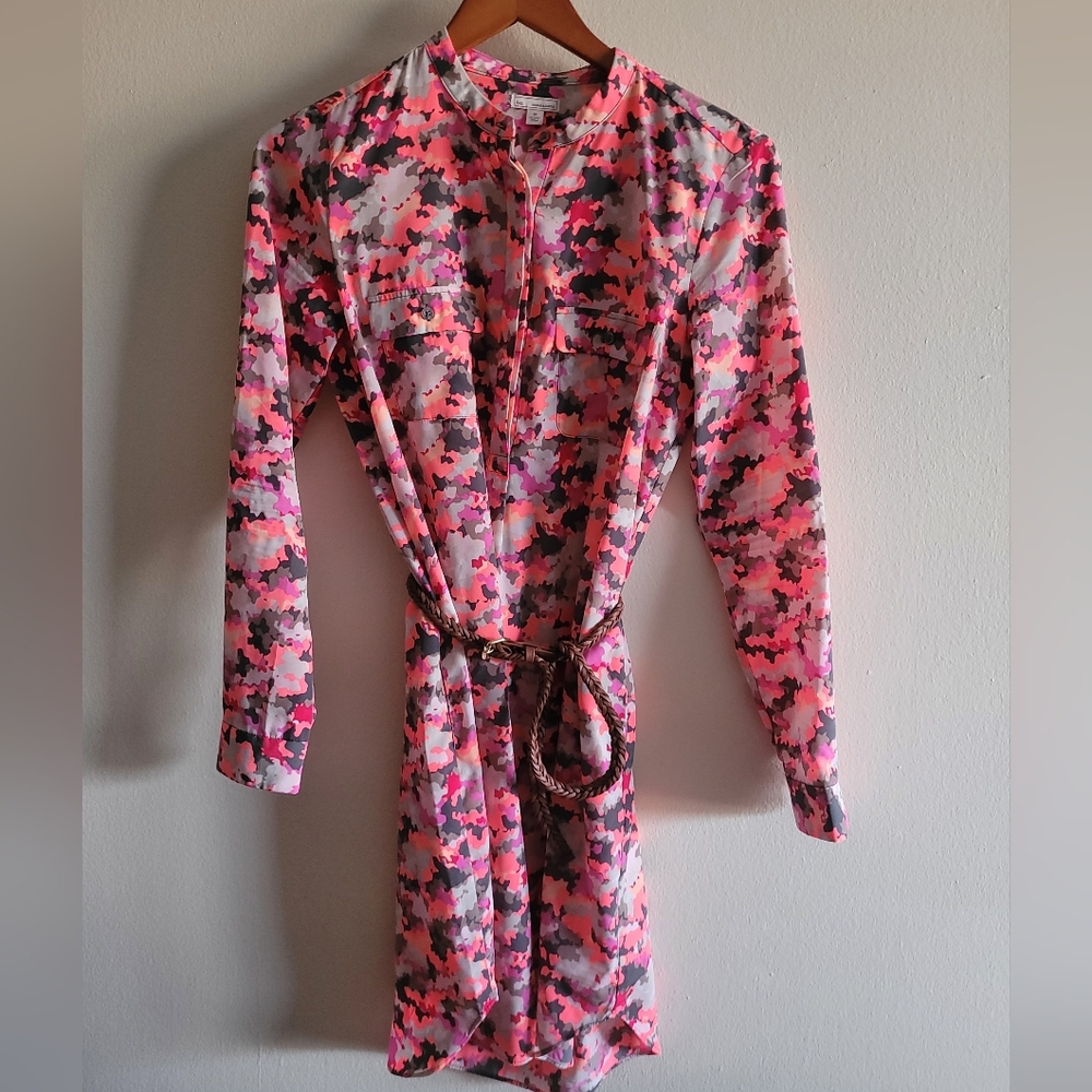 Gap Neon Camo button up shirt dress Women's XS bright multi colored